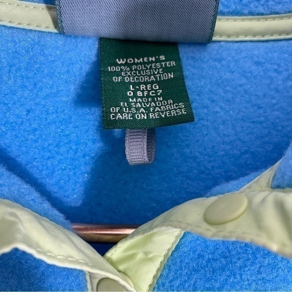 L.L. Bean Vintage Blue Pullover Fleece Snap Jacket Large‎ - Picture 7 of 9